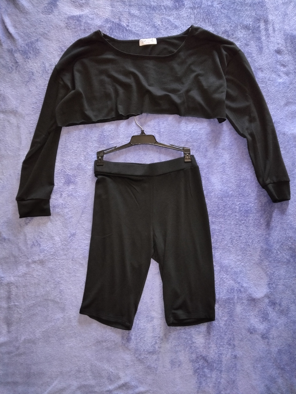 Posh Black Two-Piece Crop Top and Biker Short Set